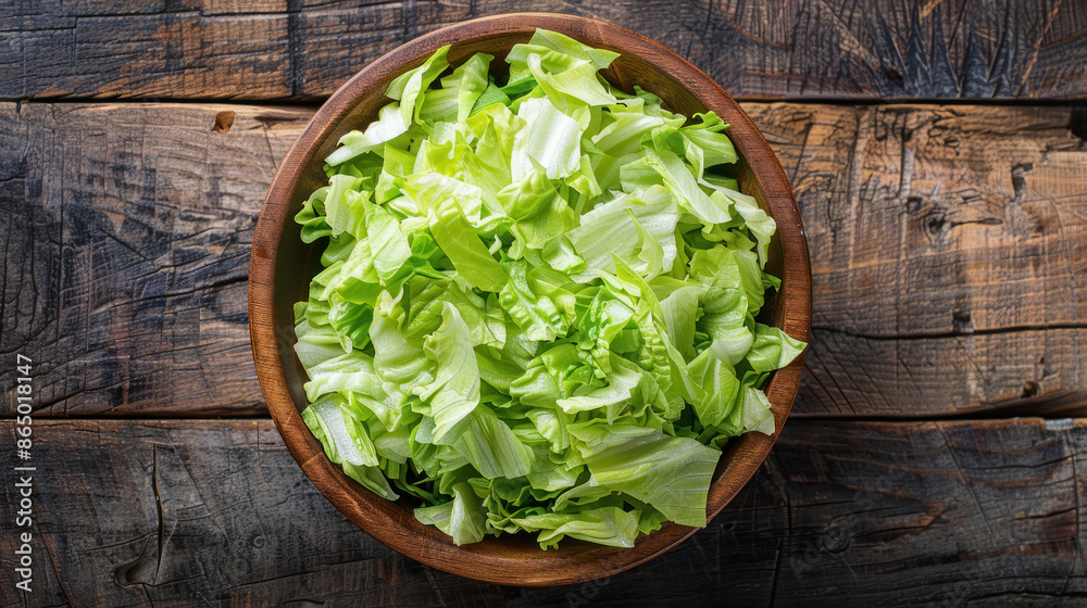 Green fresh shredded lettuce fresh leaves in the bowl Green fresh shredded lettuce fresh leaves in the bowl