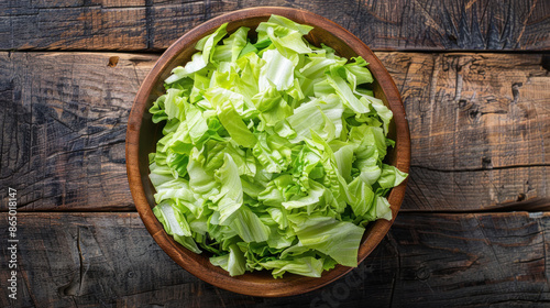 Green fresh shredded lettuce fresh leaves in the bowl