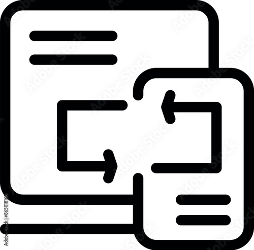 This simple icon depicts two devices exchanging data, symbolizing file transfer and connectivity