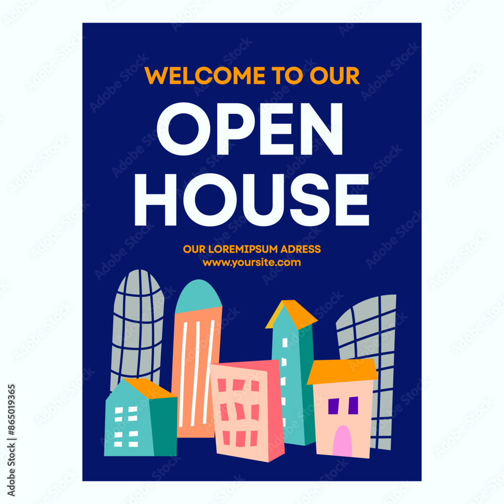 Obraz premium Colorful little cute buildings illustration