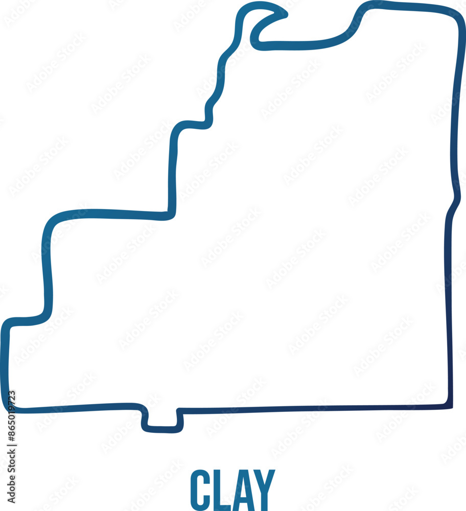 USA,Alabama state, clay county simplified contour map.Navy blue gradient hand drawn line USA,Alabama state, clay county simplified contour map.Navy blue gradient hand drawn line