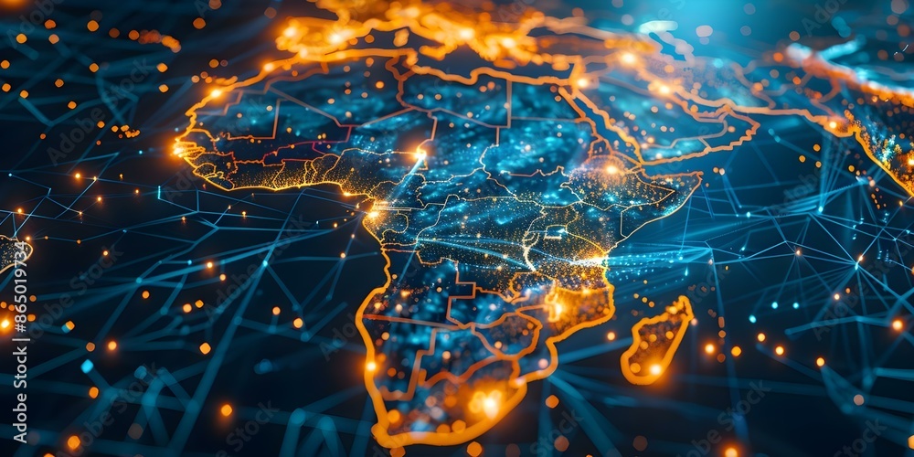 Advancements in High-Speed Data Transfer and Cyber Technology A Digital Map of Africa. Concept Data Transfer, Cyber Technology, Digital Innovation, Africa Mapping Advancements in High-Speed Data Transfer and Cyber Technology A Digital Map of Africa. Concept Data Transfer, Cyber Technology, Digital Innovation, Africa Mapping