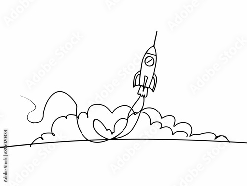 Rocket's Ambitious Journey: A Single-Line Depiction of Progress