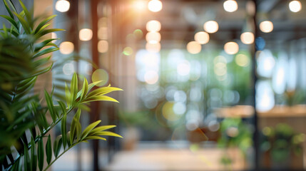 Business office without people in blurred bokeh background