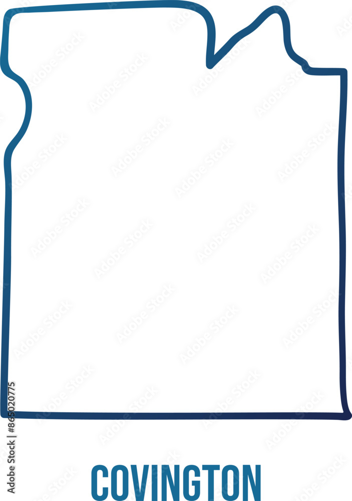 USA,Alabama state, covington county simplified contour map.Navy blue gradient hand drawn line