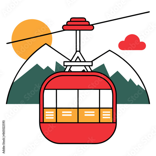 Abstract concept of cable transit Diagram of an aerial tramway
