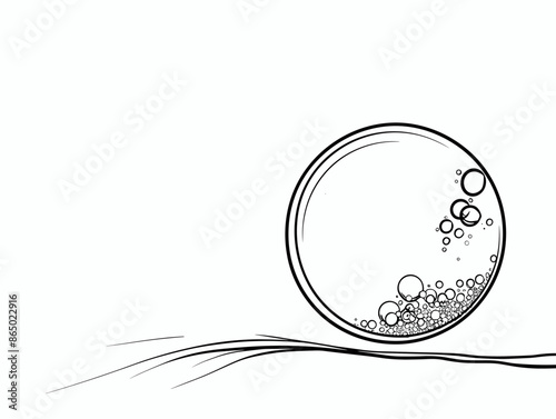 The Ephemeral Grace of Fragility: A Delicate Soap Bubble's Fleeting Existence Captured in a Single Line's Embrace