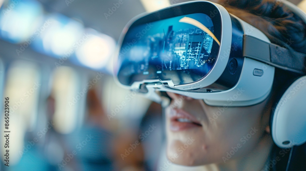 An immersive advertisement for a new virtual reality headset, demonstrating various VR experiences, from gaming to travel to educational content, with close-ups of the headset and users' reactions An immersive advertisement for a new virtual reality headset, demonstrating various VR experiences, from gaming to travel to educational content, with close-ups of the headset and users' reactions