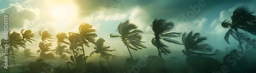 Powerful Typhoon Winds Bend...