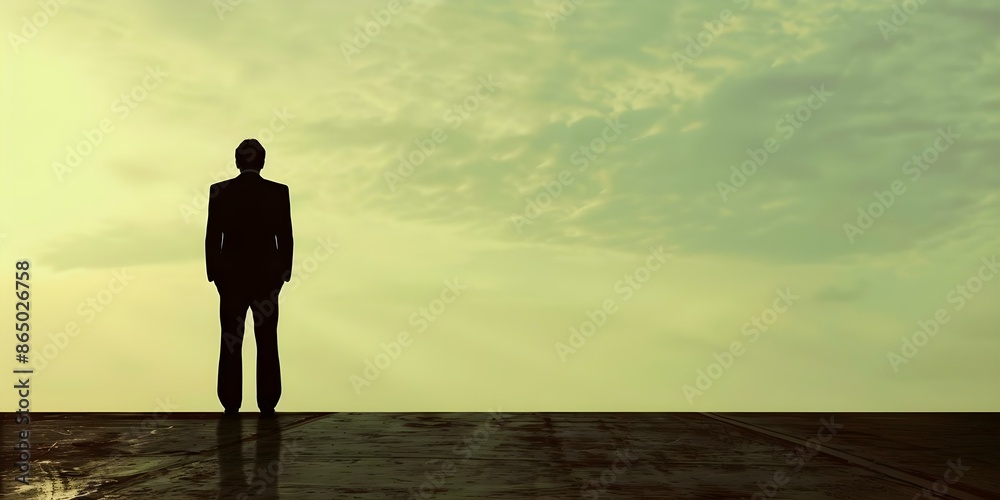 Foreboding silhouette of businessman facing foreclosure amidst debt crisis. Concept Debt Crisis, Foreclosure, Businessman Silhouette, Financial Struggle, Dark Times Foreboding silhouette of businessman facing foreclosure amidst debt crisis. Concept Debt Crisis, Foreclosure, Businessman Silhouette, Financial Struggle, Dark Times
