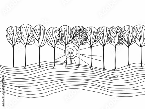 Hope Rises, a Simple One-Line Sunrise Drawing Embracing the Promise of a New Day: A Serene and Uplifting Depiction of Renewal