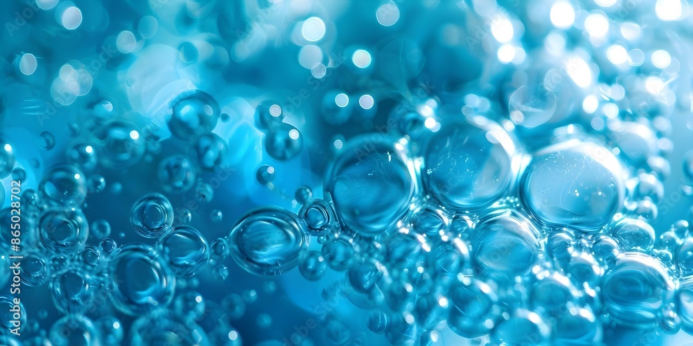 Macro view of vibrant blue collagen bubbles in a luminous abstract microscopic composition. Concept Microscopic Art, Collagen Bubbles, Vibrant Blue, Abstract Composition, Luminous Texture Macro view of vibrant blue collagen bubbles in a luminous abstract microscopic composition. Concept Microscopic Art, Collagen Bubbles, Vibrant Blue, Abstract Composition, Luminous Texture