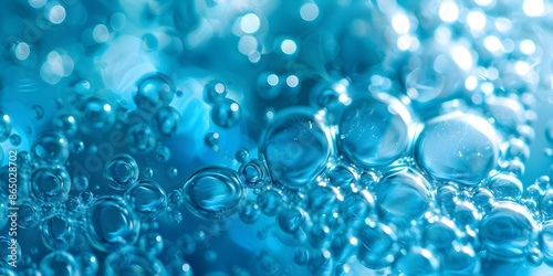 Wallpaper Mural Macro view of vibrant blue collagen bubbles in a luminous abstract microscopic composition. Concept Microscopic Art, Collagen Bubbles, Vibrant Blue, Abstract Composition, Luminous Texture Torontodigital.ca