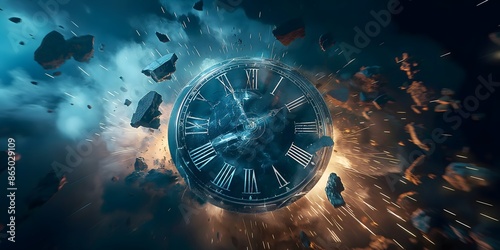 Time Management Concept with Shattering Clock, time is money, don't waste time concept.