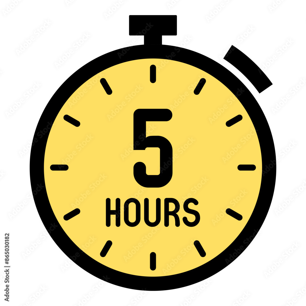 5 Hours,concept of time,timer,stopwatch,countdown illustration,vector. 5 Hours,concept of time,timer,stopwatch,countdown illustration,vector.