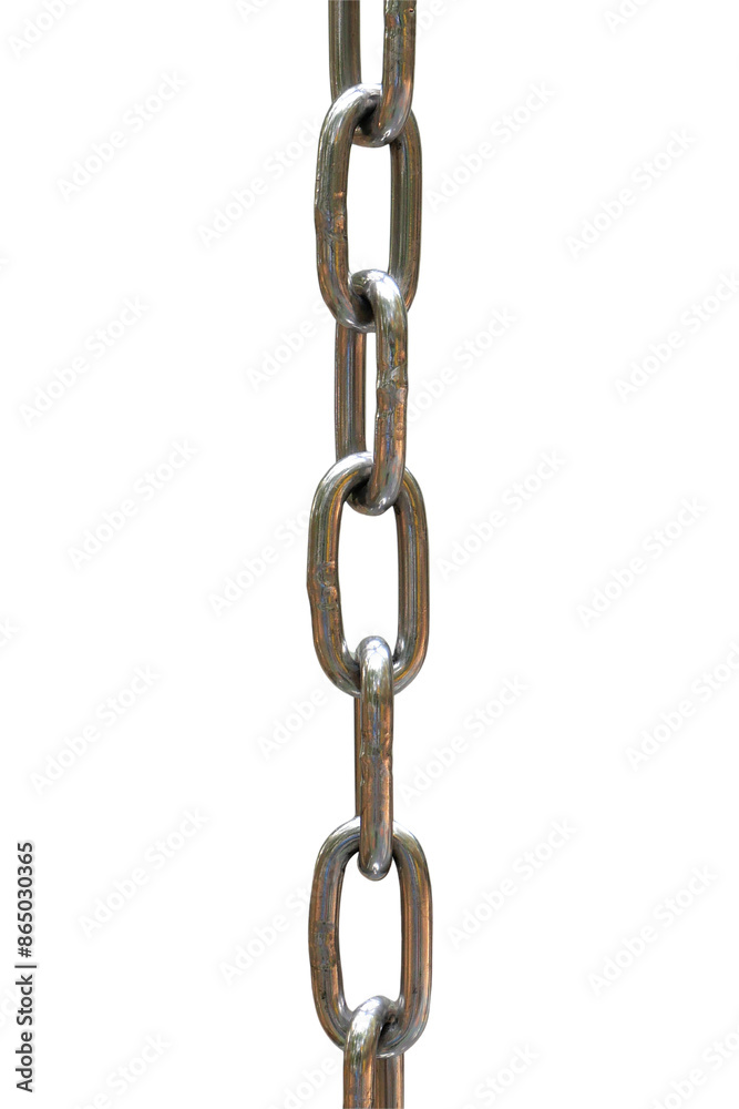Large silver iron chain, old condition isolated on white background. Large silver iron chain, old condition isolated on white background.