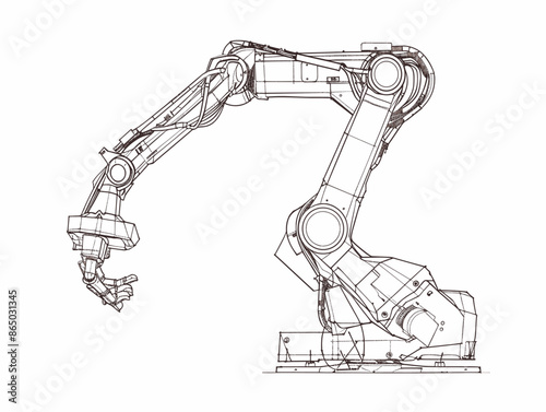 Robotic Arm Extends Reach and Automation within Industries- Depicted in One-Line Drawing