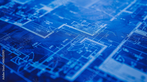 Close-up of an architect's blueprint with measurements