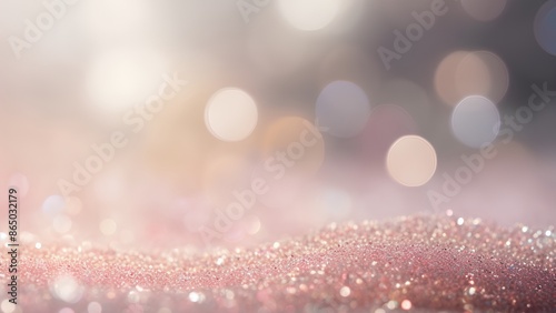 Dreamy Gleam: Shimmering Glitter in Soft Light with Bokeh Magic photo