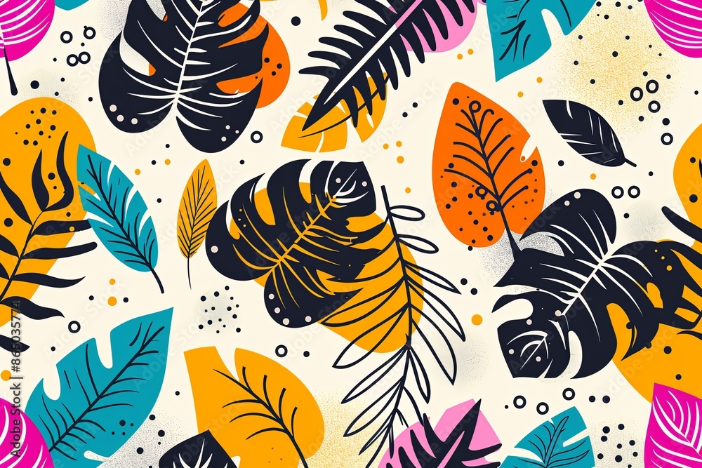 abstract doodle style tropical leaves abstract doodle style tropical leaves