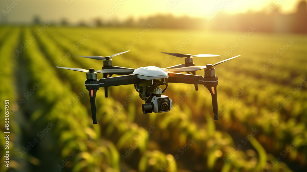 drone over farm fields, monitoring, analyzing crop health. Agricultural drone in modern farming drone over farm fields, monitoring, analyzing crop health. Agricultural drone in modern farming