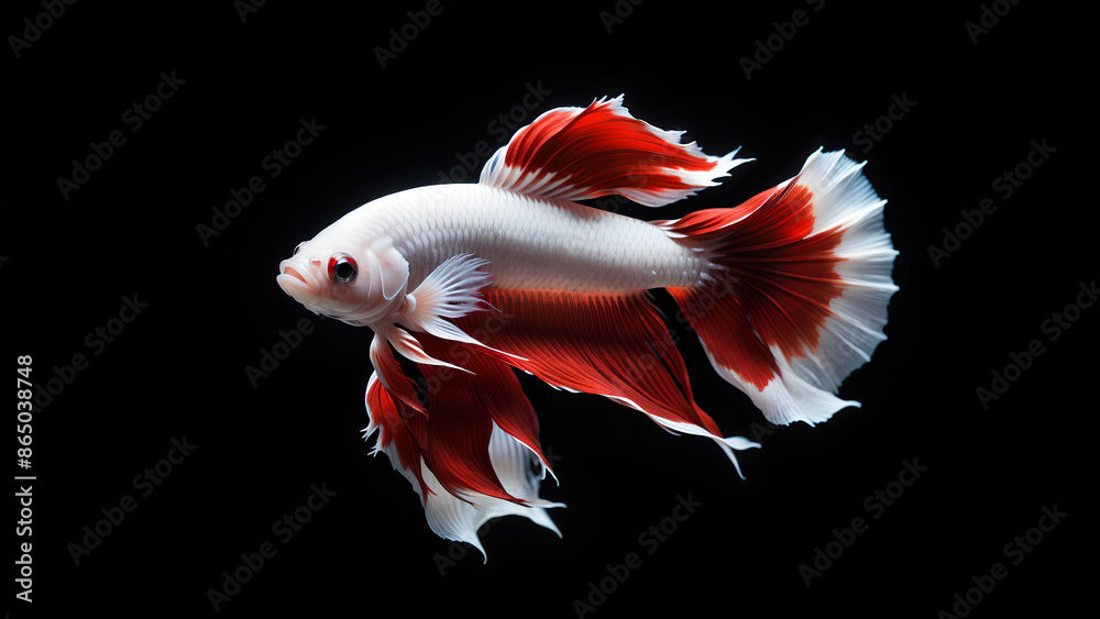 red betta fish isolated on black background