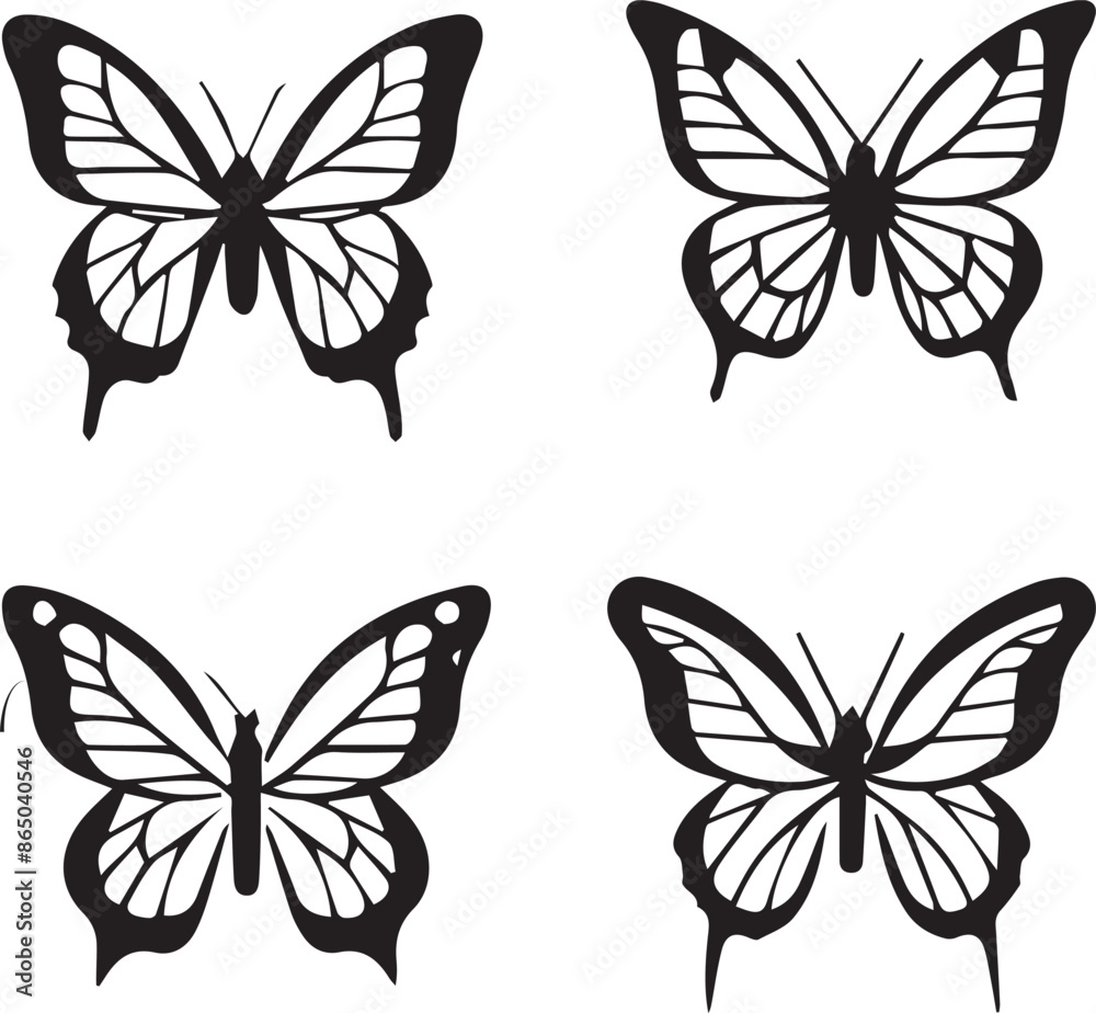set of butterflies isolated set of butterflies isolated