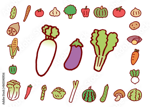 かわいい野菜たちのアイコンイラスト