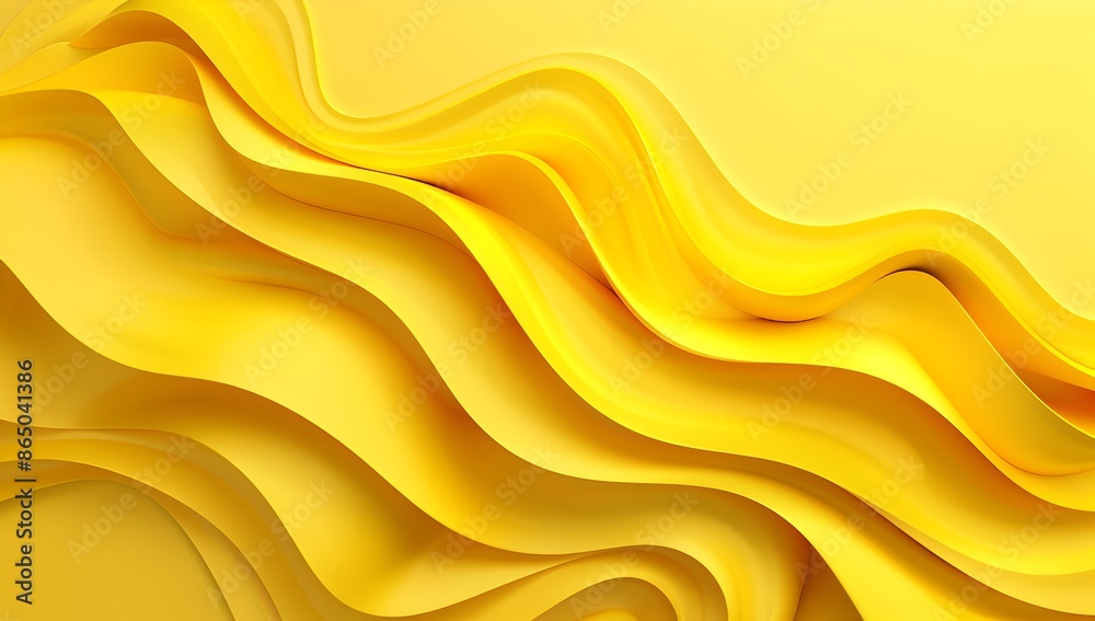 Obraz premium 3d render of yellow abstract background with paper waves, close up