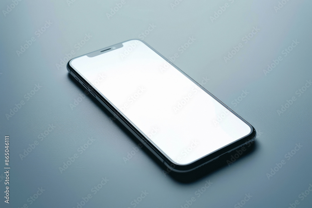 smartphone on table with blank screen smartphone on table with blank screen