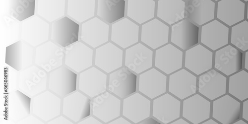 Abstract hexagon background. Futuristic abstract honeycomb mosaic white technology background. Surface polygon pattern with glowing hexagon paper texture vector grid tile and mosaic struct.