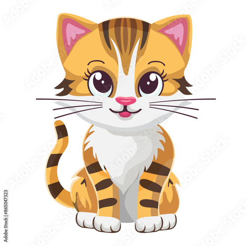 graphics, cat. Sticker, image on children's stationery. Isolated on white background.
