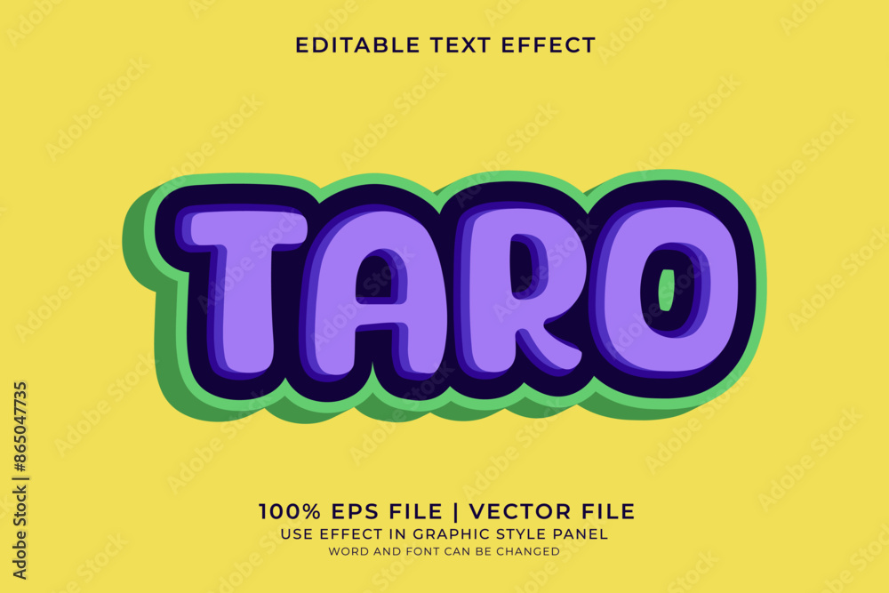 3D text effect Taro editable vector, fruit style text effect 3D text effect Taro editable vector, fruit style text effect