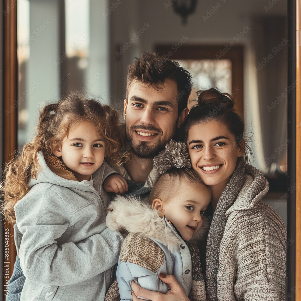 happy family sitting together at home happy family sitting together at home