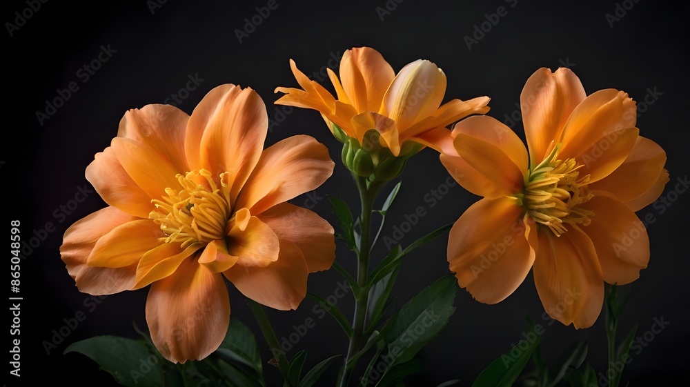 A Striking Orange Flower Set Against a Deep Black Canvas A Striking Orange Flower Set Against a Deep Black Canvas