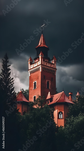 Enchanted Castle in Twilight Sky