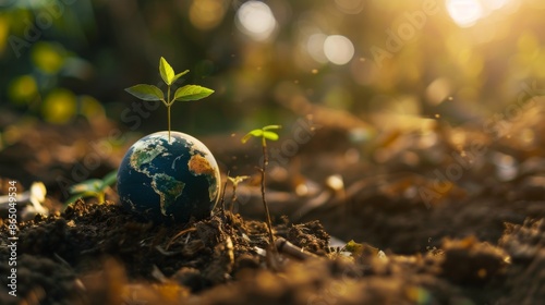 Miniature planet Earth in forest
