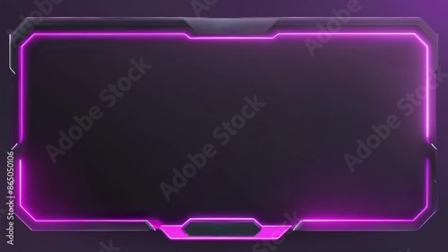 Futuristic Neon Square Frame: Looping Effect on Black Background