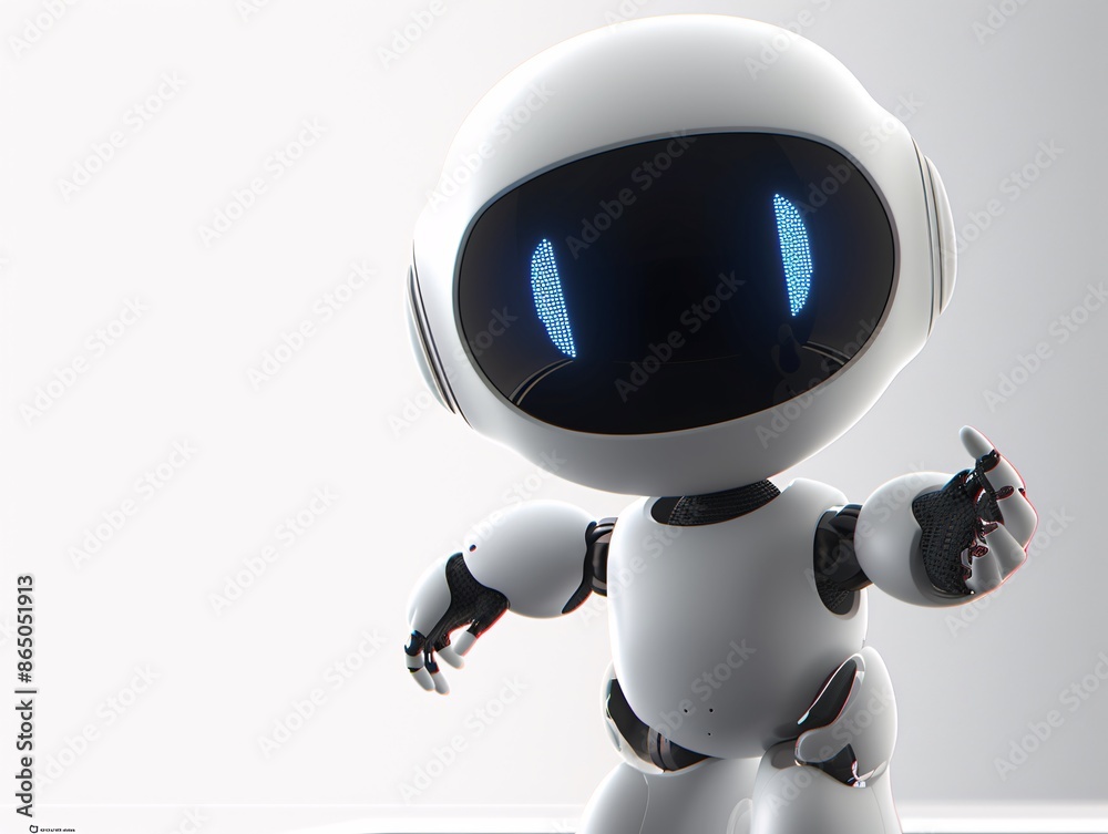 a white robot with blue eyes a white robot with blue eyes
