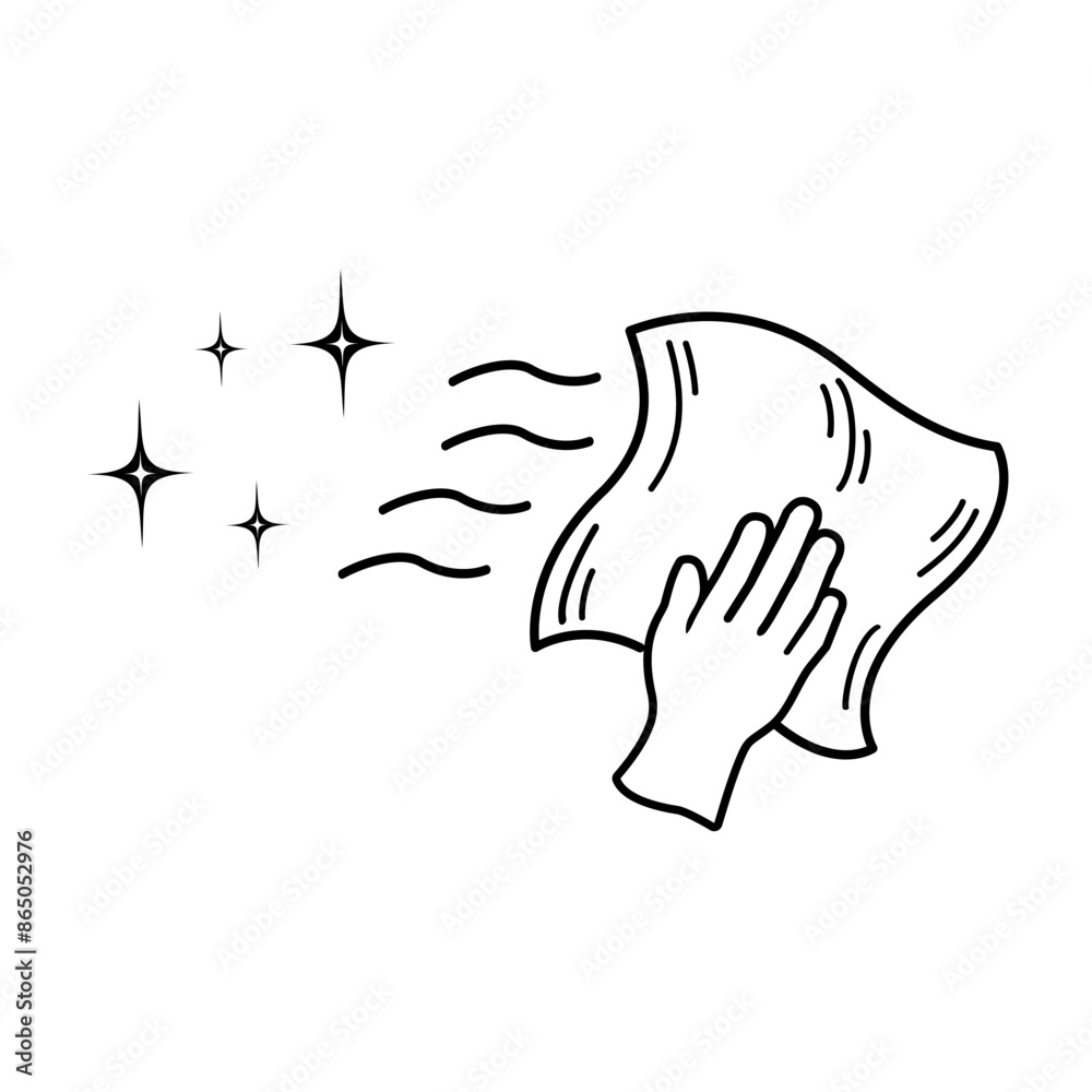 Cleaning cloth line icon. Clean by hand with the cloth. Sparkling, shiny, and glossy clean results. Keep home furnishings, floors, windows, and other appliances or hardware clean Cleaning cloth line icon. Clean by hand with the cloth. Sparkling, shiny, and glossy clean results. Keep home furnishings, floors, windows, and other appliances or hardware clean