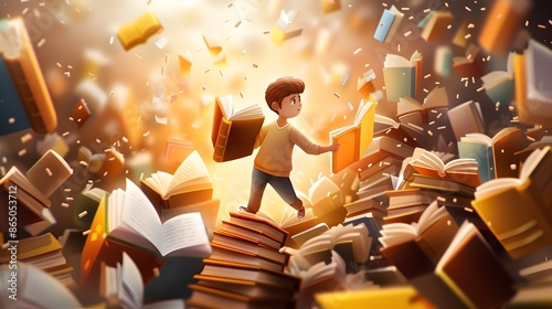 Bookworm Navigating a World of Misspelled Words in a Creative Animation photo
