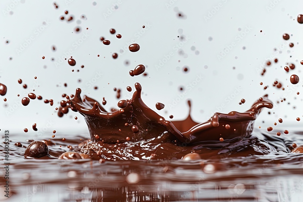 Fototapeta premium An enticing depiction of luxurious liquid chocolate dripping with a smooth, velvety texture. 