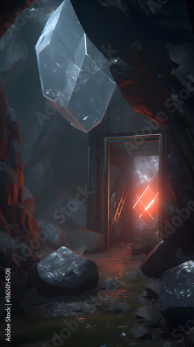 Glowing Crystals in Underground Cave