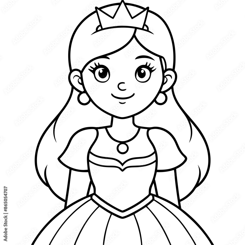 Obraz premium Princess Coloring Page for kids, Kids Drawing, Princess with different Pose