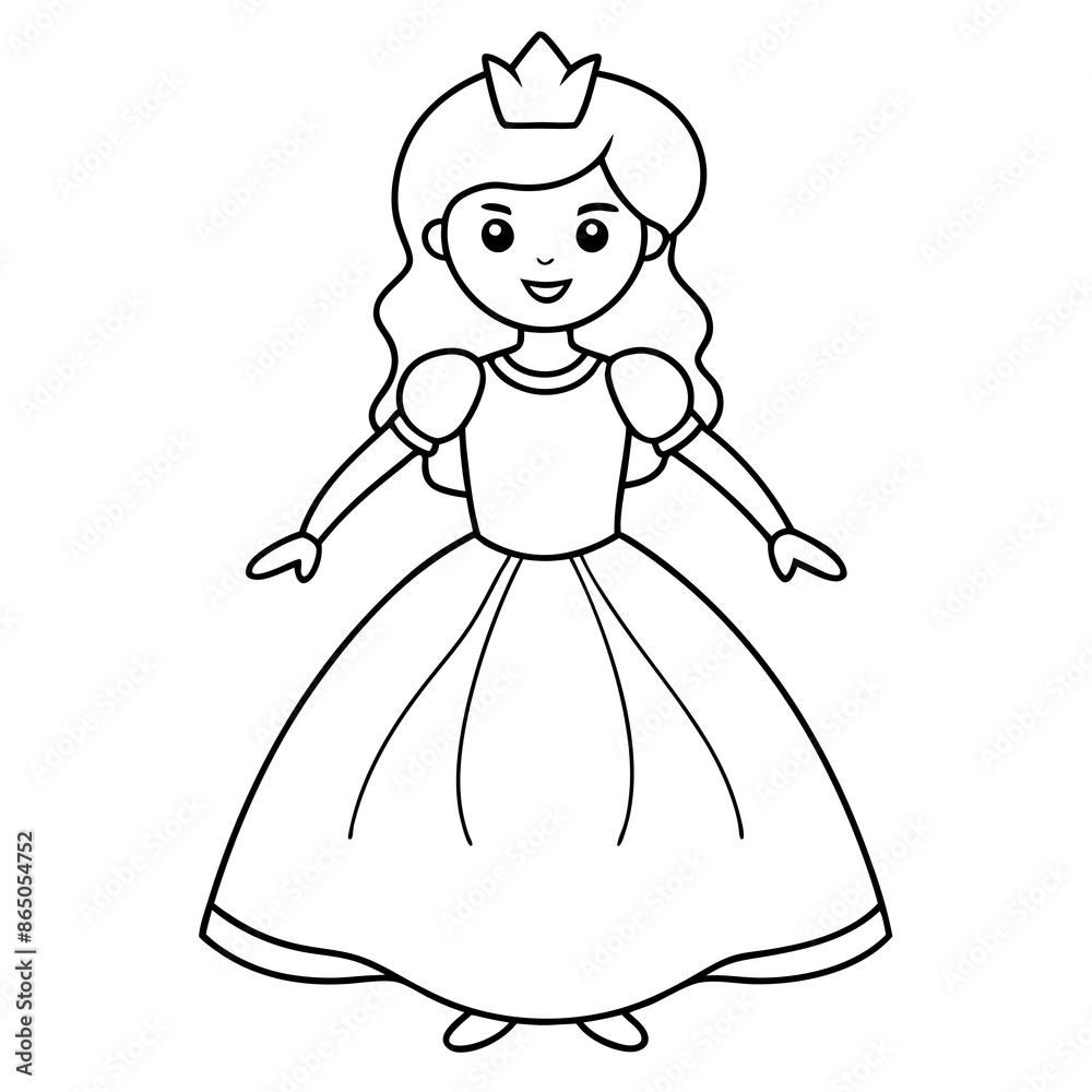 Fototapeta premium Princess Coloring Page for kids, Kids Drawing, Princess with different Pose