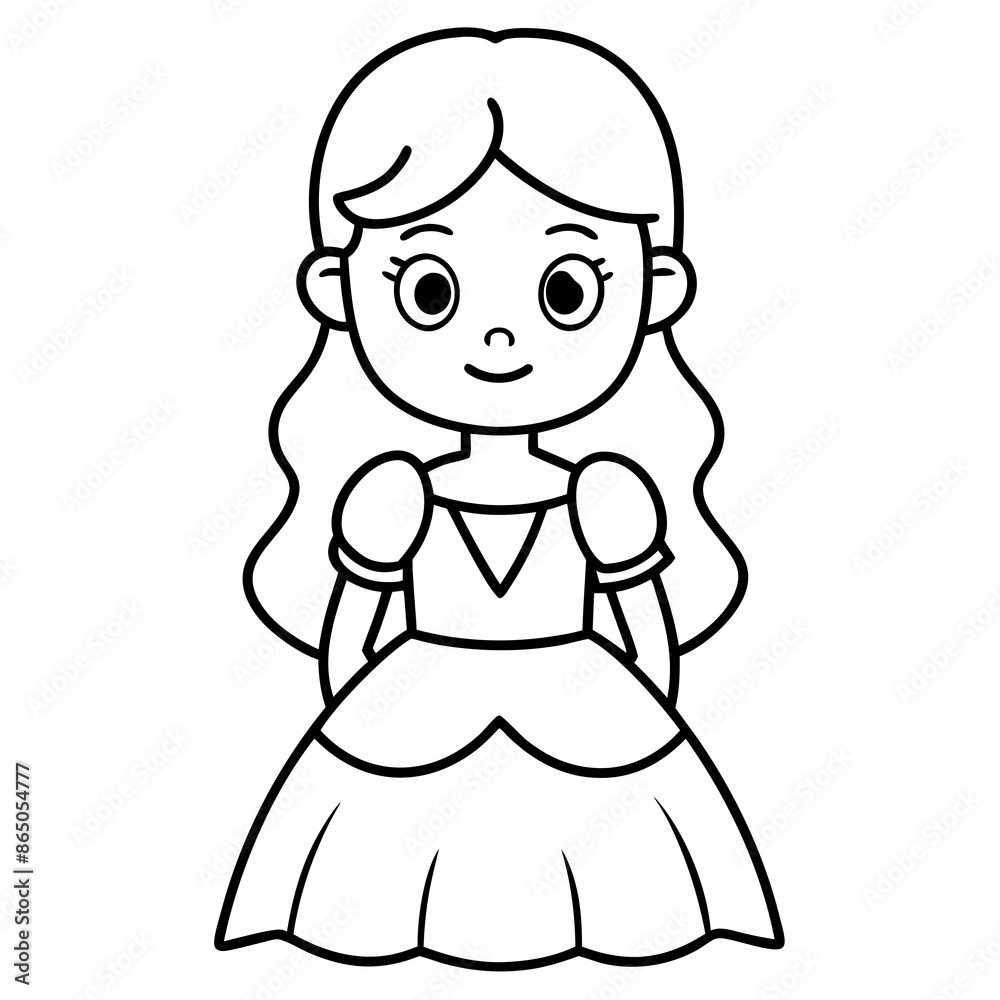 Fototapeta premium Princess Coloring Page for kids, Kids Drawing, Princess with different Pose