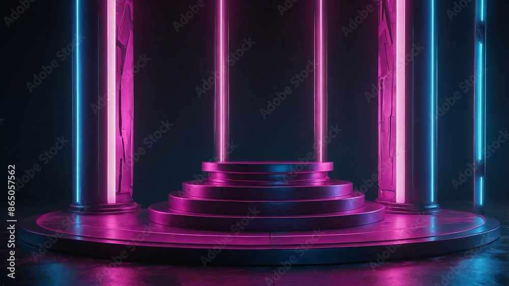 futuristic empty display mockup in cyberpunk style futuristic empty display mockup in cyberpunk style