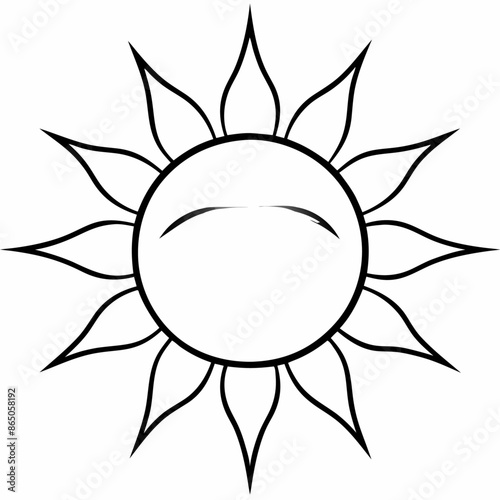 sun outline coloring book page line art illustration digital drawing