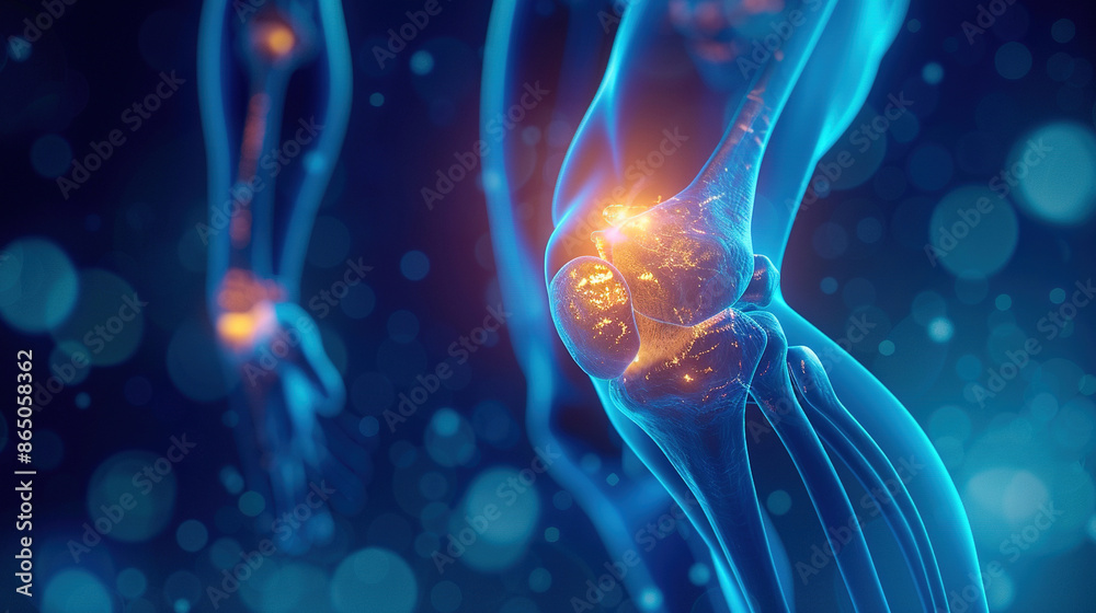 Naklejka premium illustration showing pain in the knee bone, medical education concept