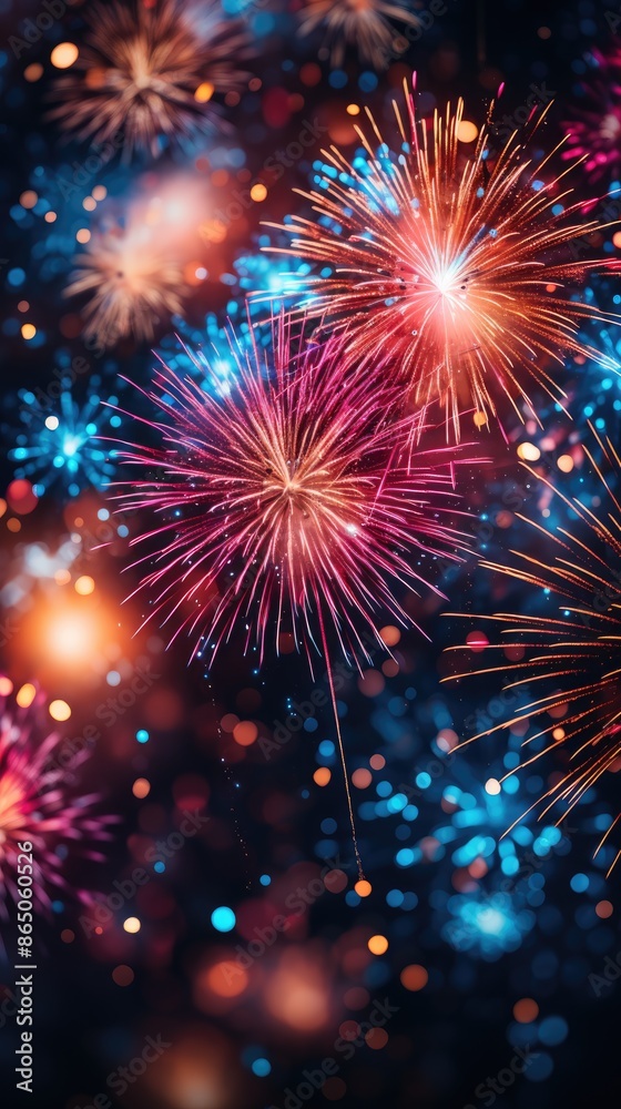 Fototapeta premium fireworks in the sky HD 8K wallpaper Stock Photographic image